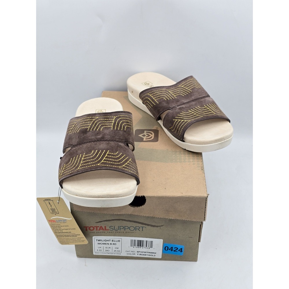 Spenco Women's Twilight Ellie Slide Sandal F.Roast Gold - Sz 8.5 D - NIB